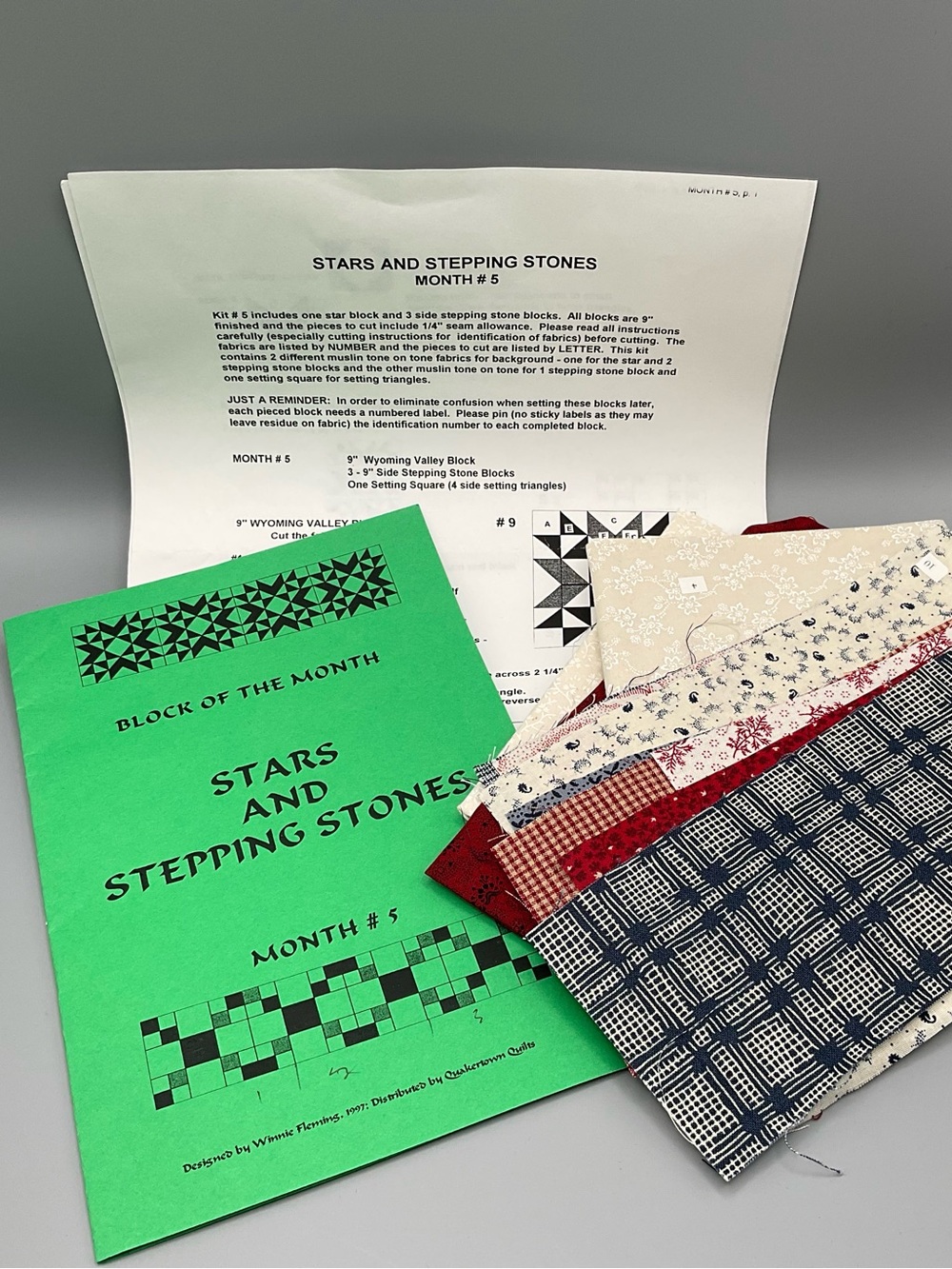 Quakertown Quilts Stars and Stepping Stones Month #5 Pieced Quilt Kit + Pattern